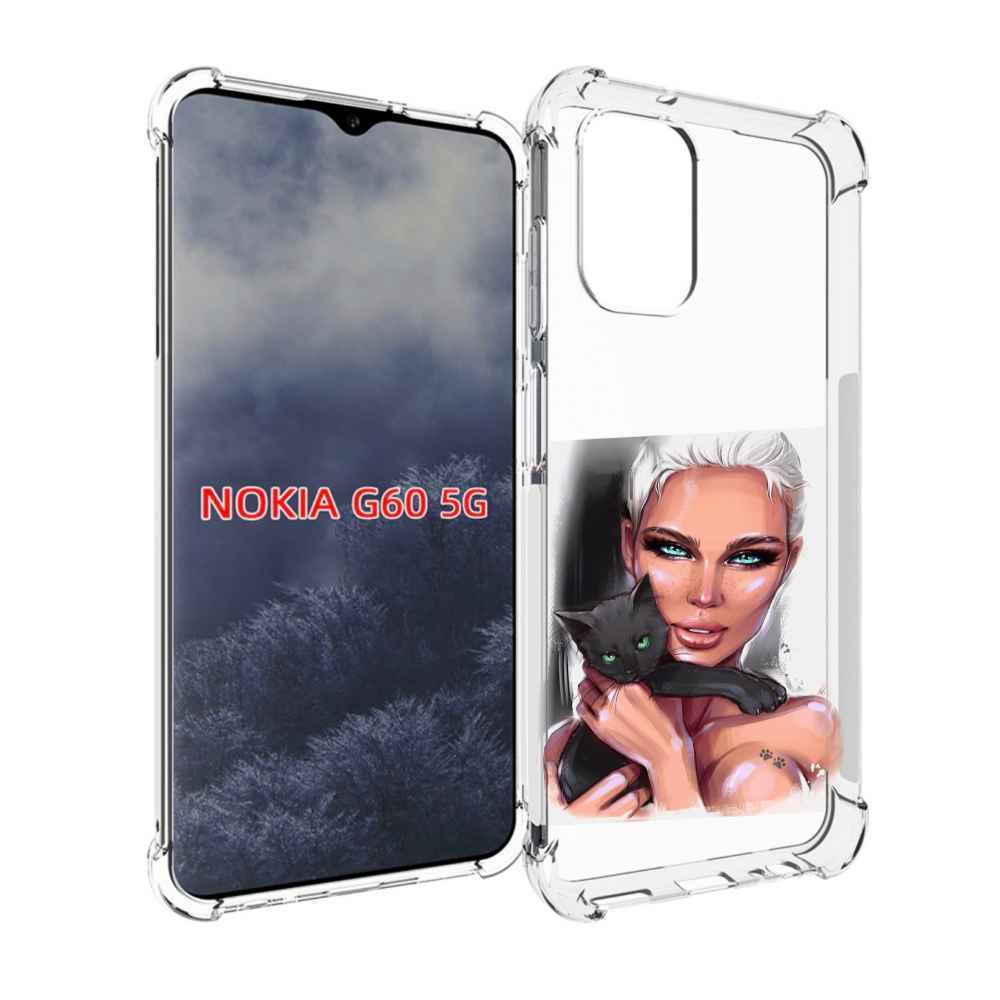 

Чехол MyPads девушка-с-черным-котиком женский для Nokia G60 5G, Прозрачный, Tocco