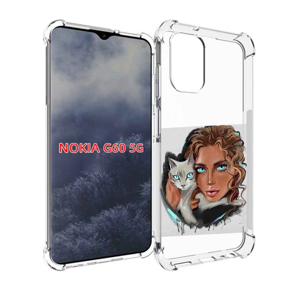 

Чехол MyPads девушка-с-котом-голубые-глаза женский для Nokia G60 5G, Прозрачный, Tocco