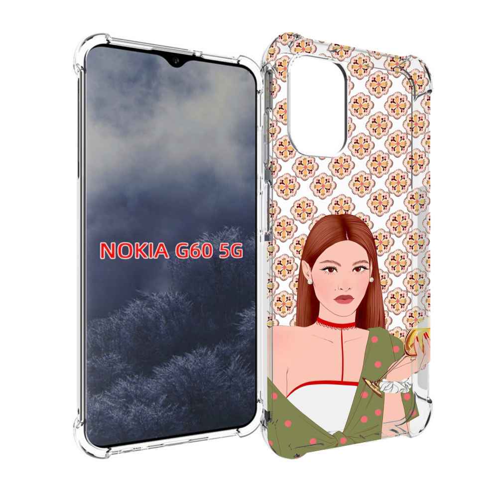 

Чехол MyPads девушка-с-вином-рисунок женский для Nokia G60 5G, Прозрачный, Tocco