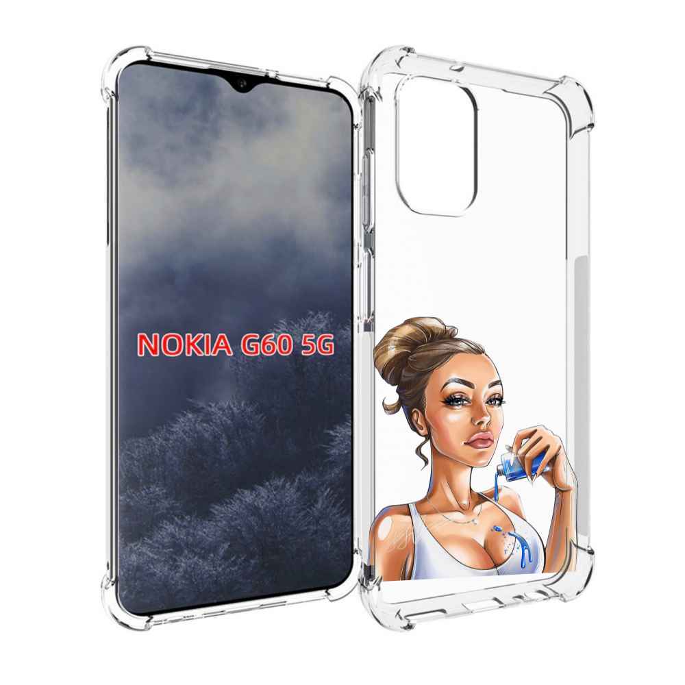 

Чехол MyPads девушка-пролила-краску женский для Nokia G60 5G, Прозрачный, Tocco