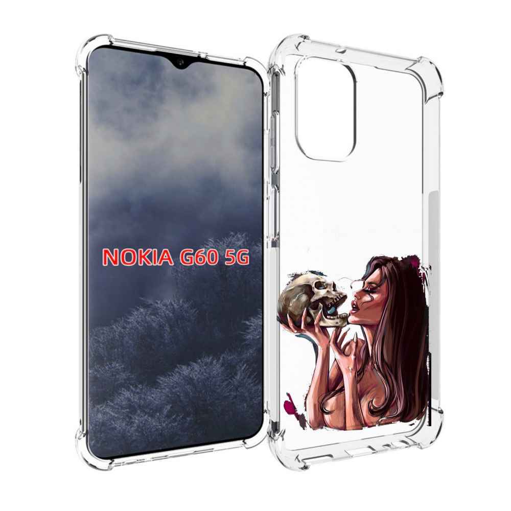 

Чехол MyPads девушка-модель-с-черепом для Nokia G60 5G, Прозрачный, Tocco