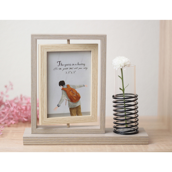 Фоторамка Ultramarine 640-1275 серая 9х13см вращающаяся с вазой