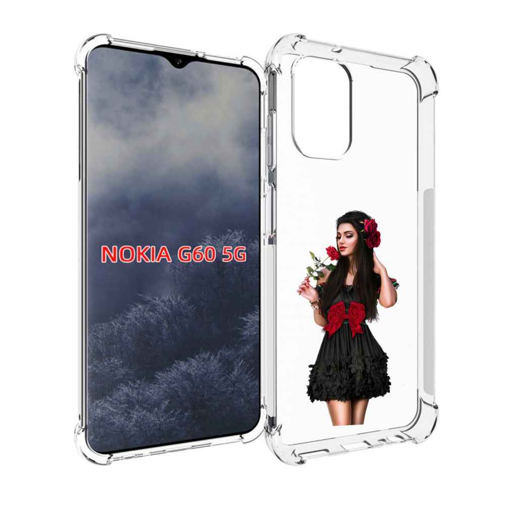 

Чехол MyPads девушка-в-черном-платье-с-розой женский для Nokia G60 5G, Прозрачный, Tocco