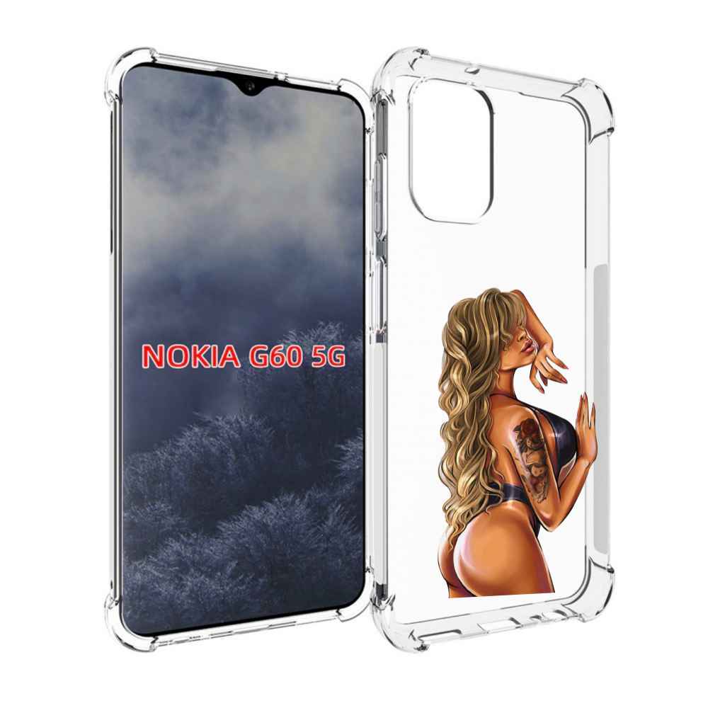 Чехол MyPads девушка-в-черном-кожаном-купальнике женский для Nokia G60 5G