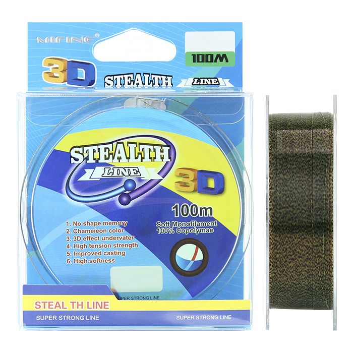

Леска рыболовная MIFINE STEALTH LINE 3D (100м) 0,25мм 13.12кг, для рыбалки, для фидера, Разноцветный, GK50