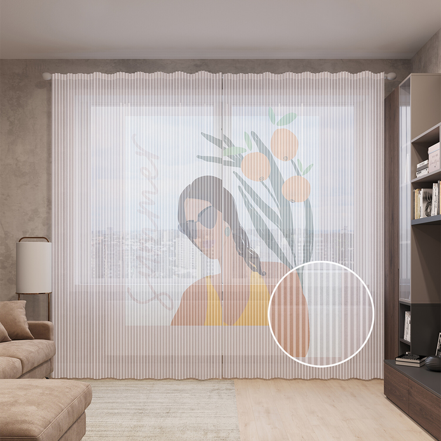 

Тюль вуаль на шторной ленте с принтом JoyArty "Девушка в отпуске", 310х265 см, Девушка в отпуске