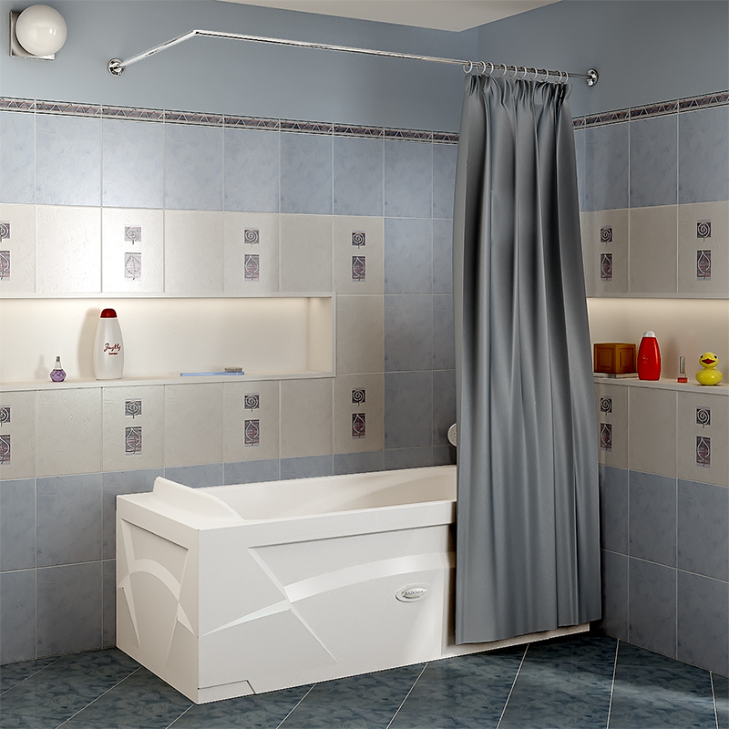 фото Карниз для ванной для шторки "радомир" г-образный 180х85, на прямоугольную ванну radomir