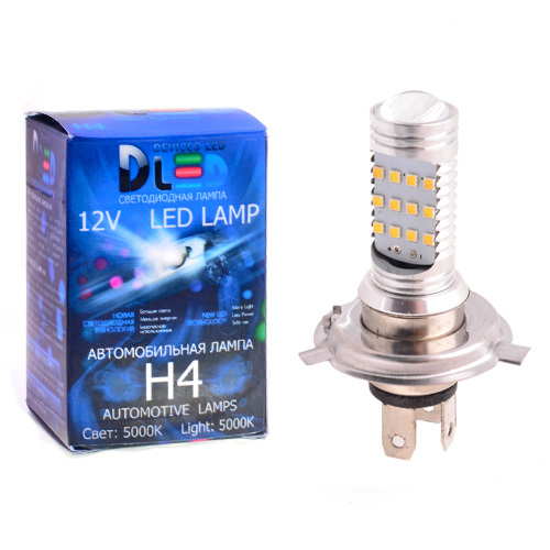 фото Светодиодная автомобильная лампа h4 - 24 smd 2323 + линза cree (1 лампа в упаковке) dled