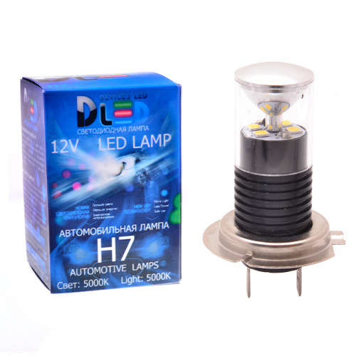 фото Светодиодная автомобильная лампа h7 - 4 smd3535 + отражатель (1 лампа в упаковке) dled