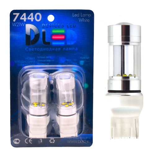 

Светодиодная автомобильная лампа W21W - T20 - 7440 - W3х16d - 8 CREE + Линза 2 шт, W21W - T20 - 7440 - W3х16d - 8 CREE + Линза