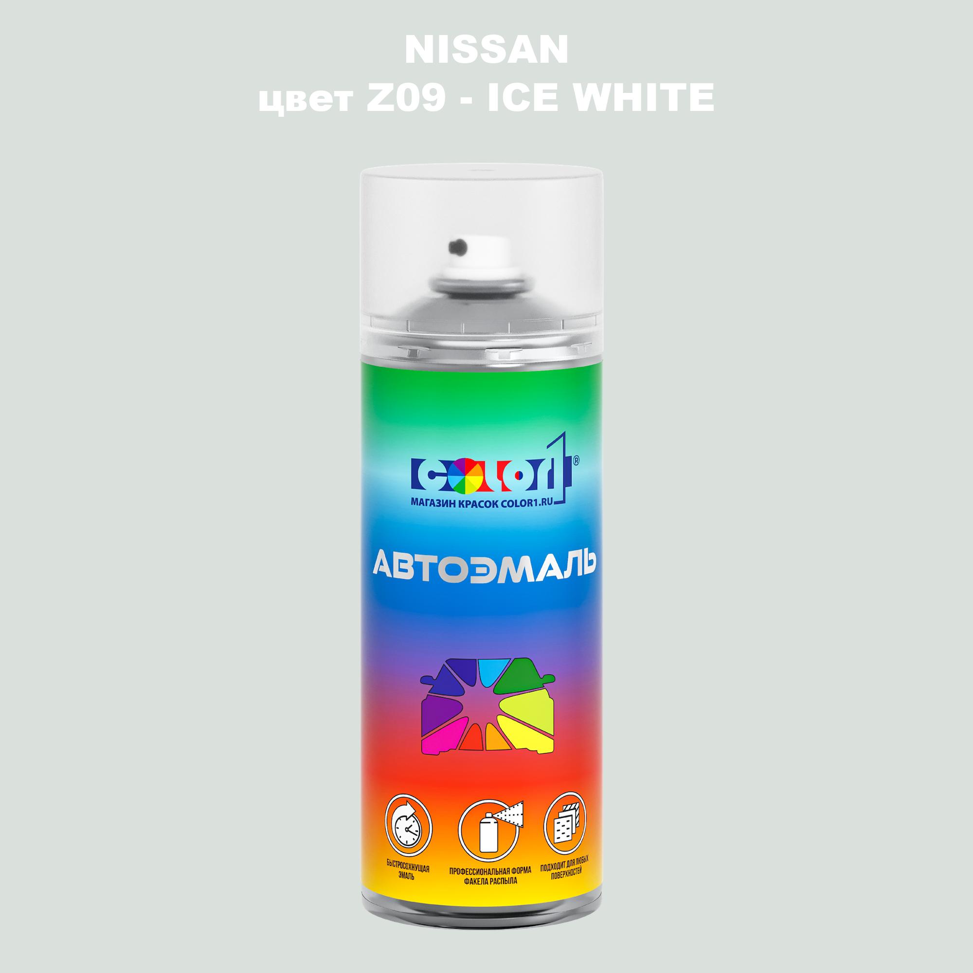 

Аэрозольная краска COLOR1 для NISSAN, цвет Z09 - ICE WHITE, Белый