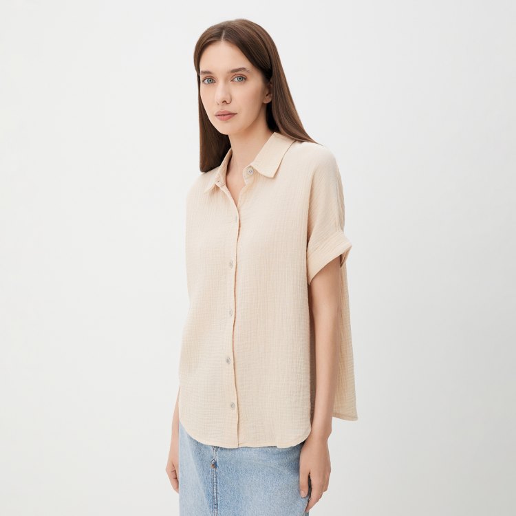 

Рубашка женская Maison David BLN921-1 бежевая L, Бежевый, BLN921-1