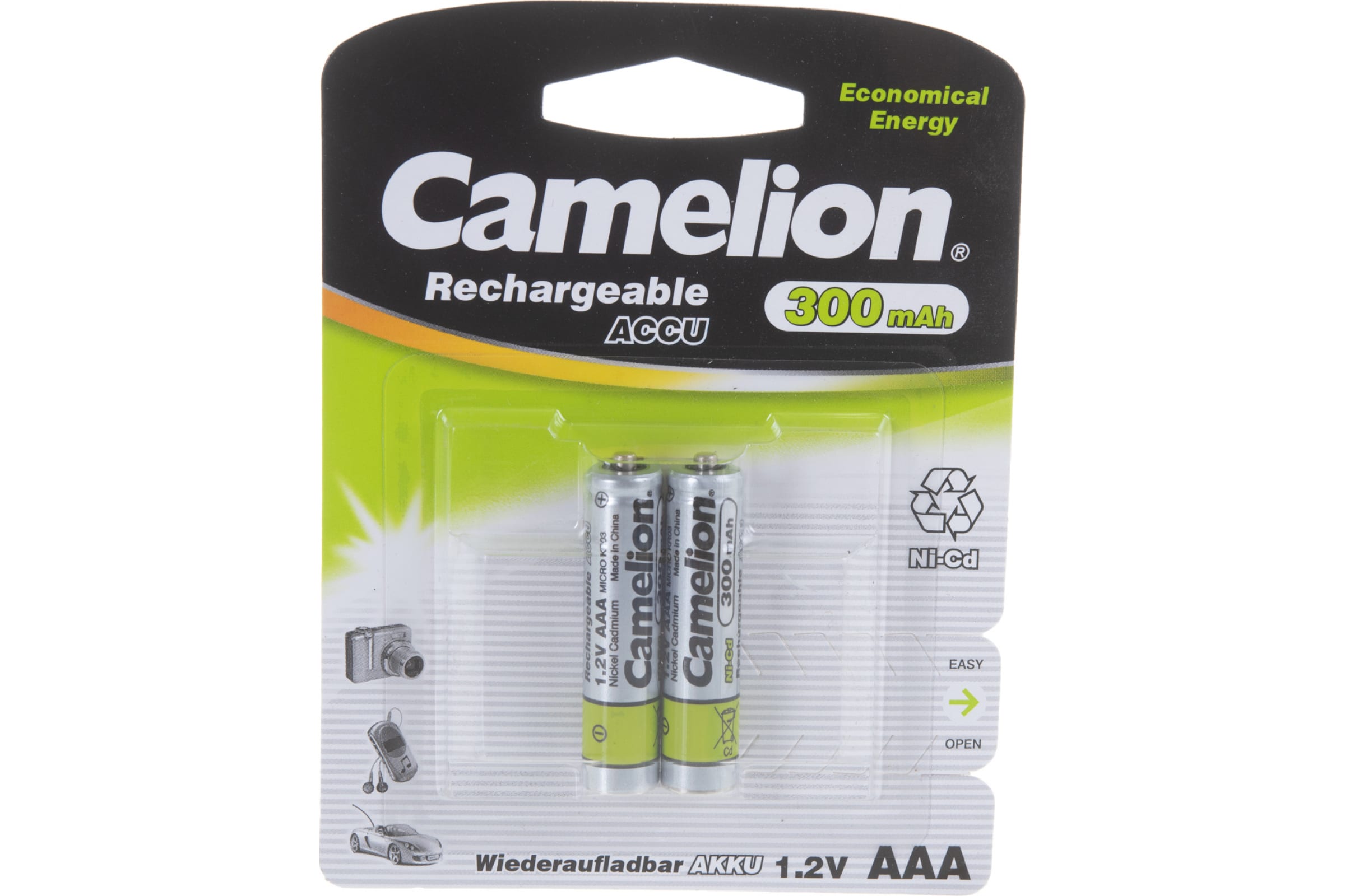 

Аккумулятор ААА- 300mAh Ni-Cd BL-2 1,2В Camelion