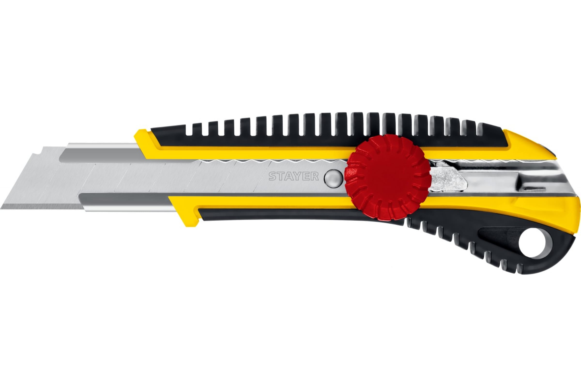 

Нож канцелярский STAYER KS-18 с винтовым фиксатором 18 мм, Желтый, KS-18
