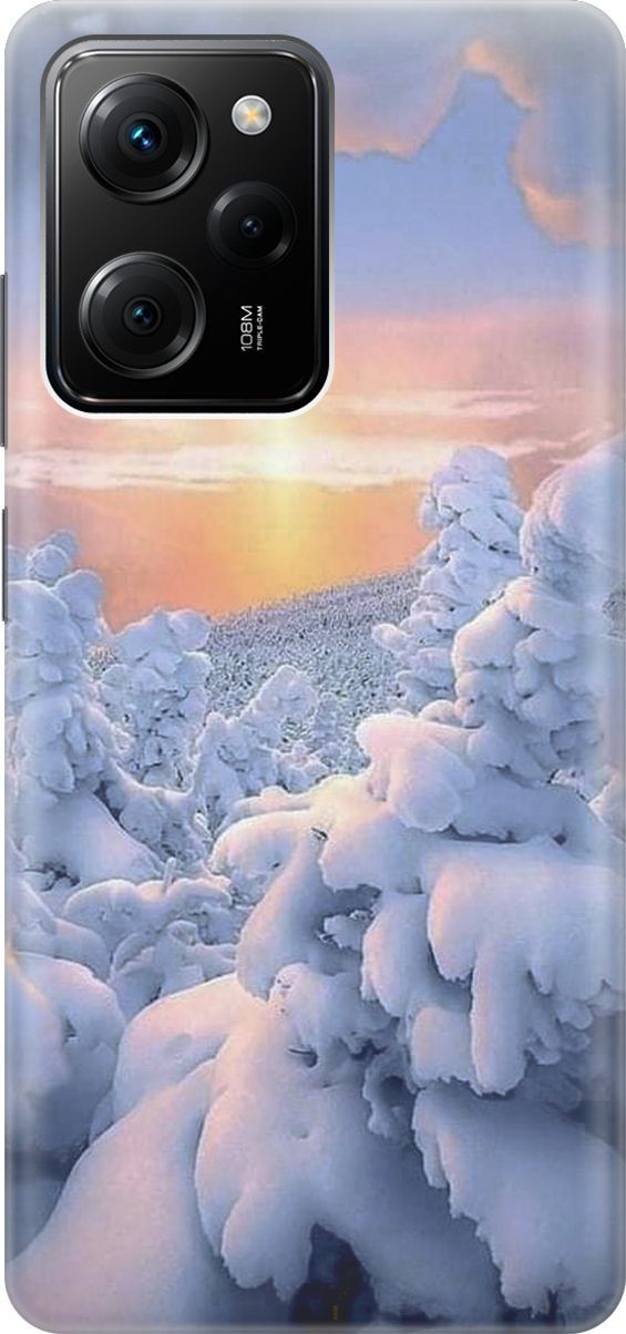 

Чехол на Xiaomi Poco X5 Pro 5G с принтом "Заснеженный лес", Белый;голубой, 158249