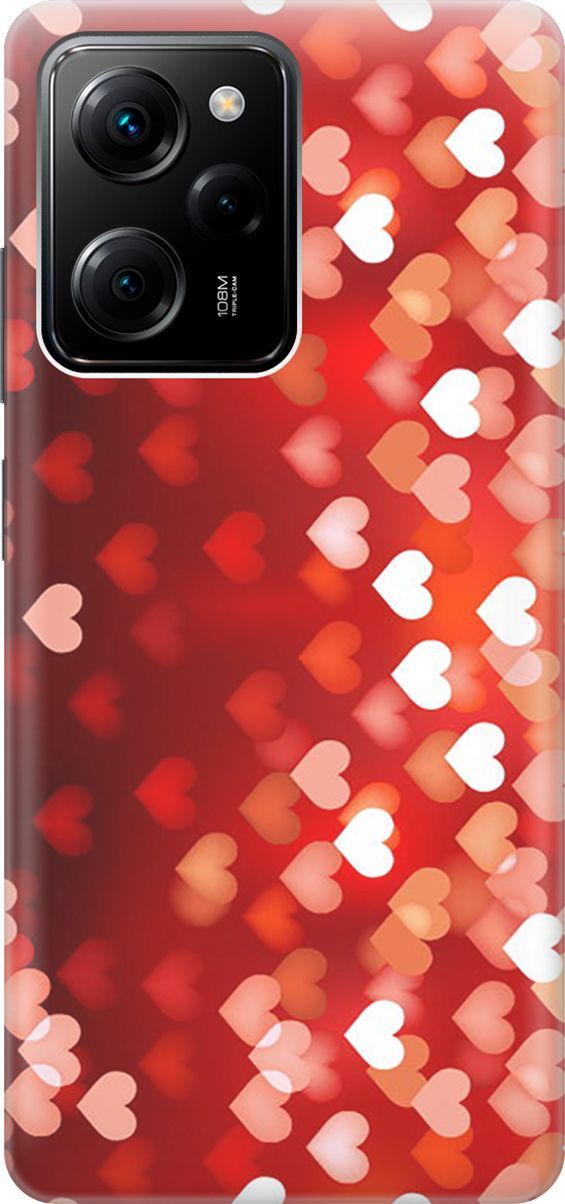 

Чехол на Xiaomi Poco X5 Pro 5G с принтом "Бокэ из красных сердечек", Красный, 158247