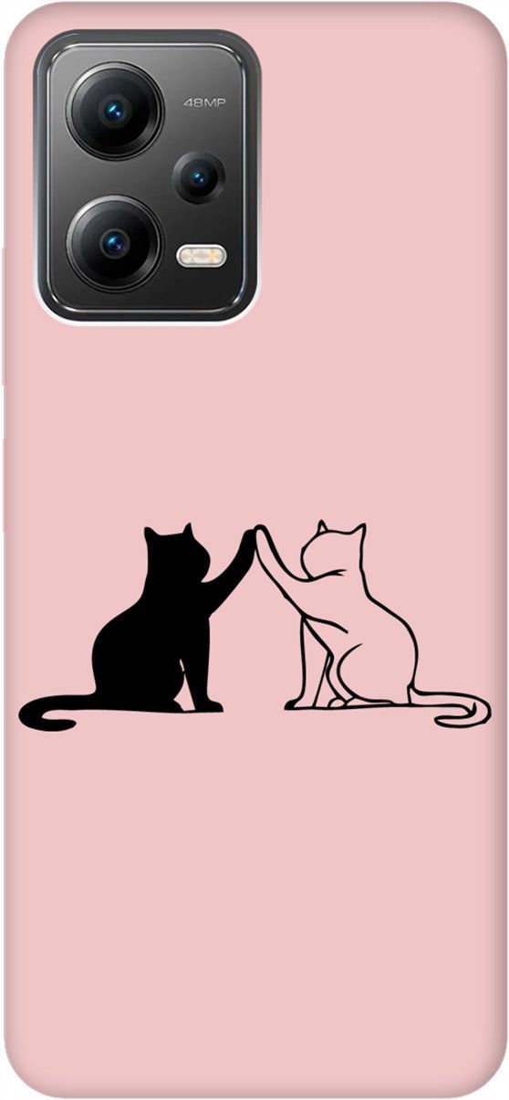 

Чехол на Poco X5 5G "Cats" розовый, Розовый;черный, 158242