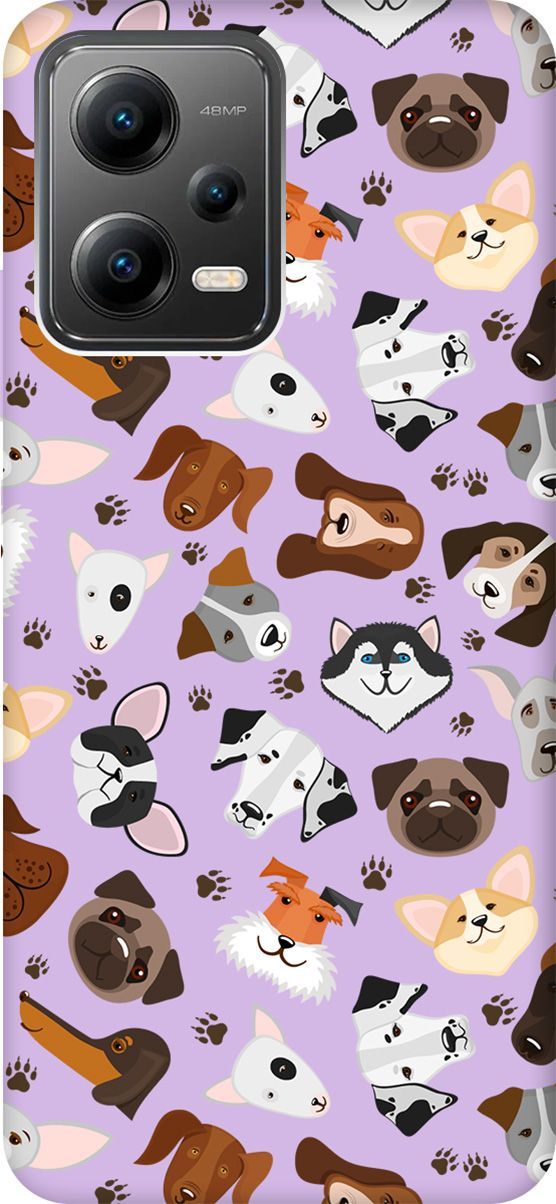 

Чехол на Xiaomi Poco X5 5G с принтом "Dogs Pattern" сиреневый, Фиолетовый;коричневый, 158242