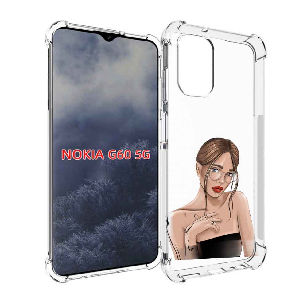 Чехол MyPads девушка-в-очках-с-красивыми-глазами женский для Nokia G60 5G