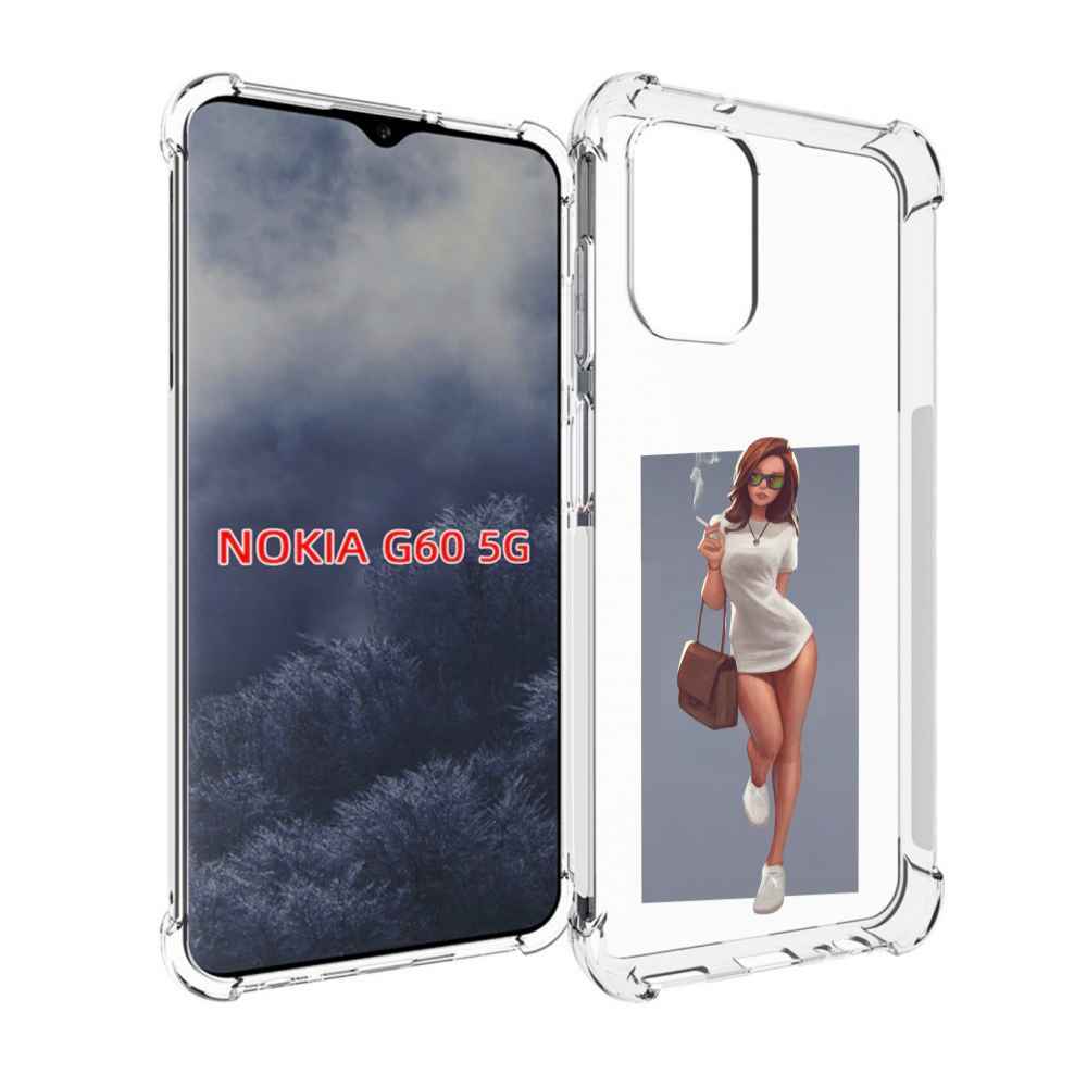 Чехол MyPads девушка-в-белой-футболке женский для Nokia G60 5G