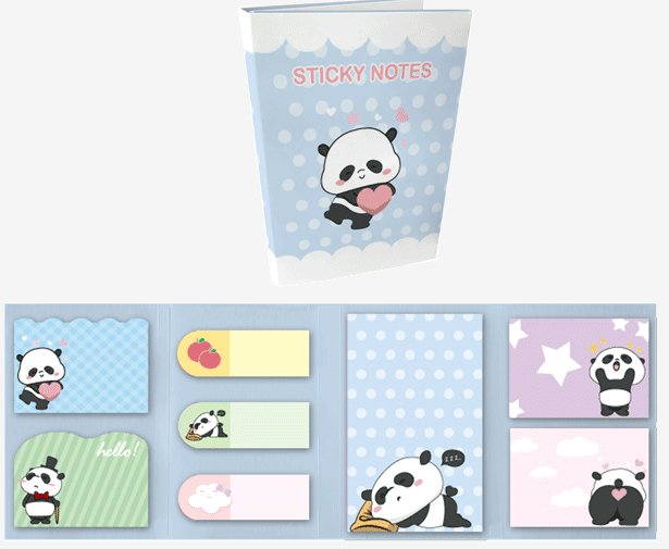 

Блок клейкий deVente 20х56+40х56+56х90 8х20л Panda, Разноцветный, 1791718