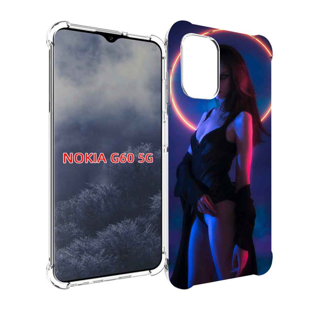 

Чехол MyPads девушка с неоновым кругом женский для Nokia G60 5G, Прозрачный, Tocco