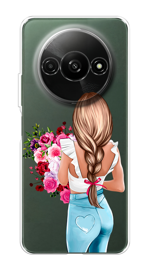 

Чехол на Redmi A3 "Девушка с цветами", Коричневый;розовый;бирюзовый, 321250-1