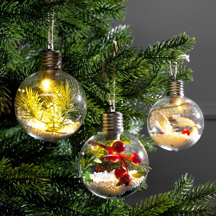 Шар на ель Luazon Lighting Зимний лес 4834885 3 шт прозрачный разноцветный 1224₽