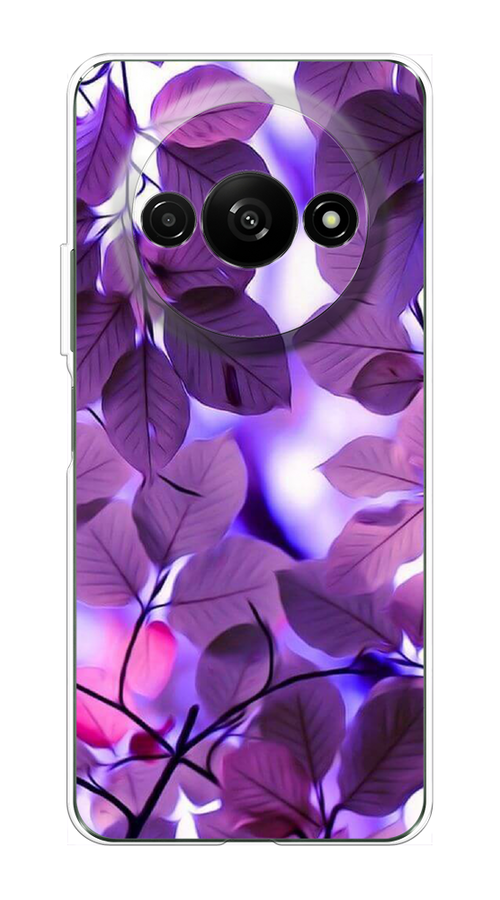 

Чехол на Redmi A3 "Сиреневые листики", Фиолетовый;голубой, 321250-1