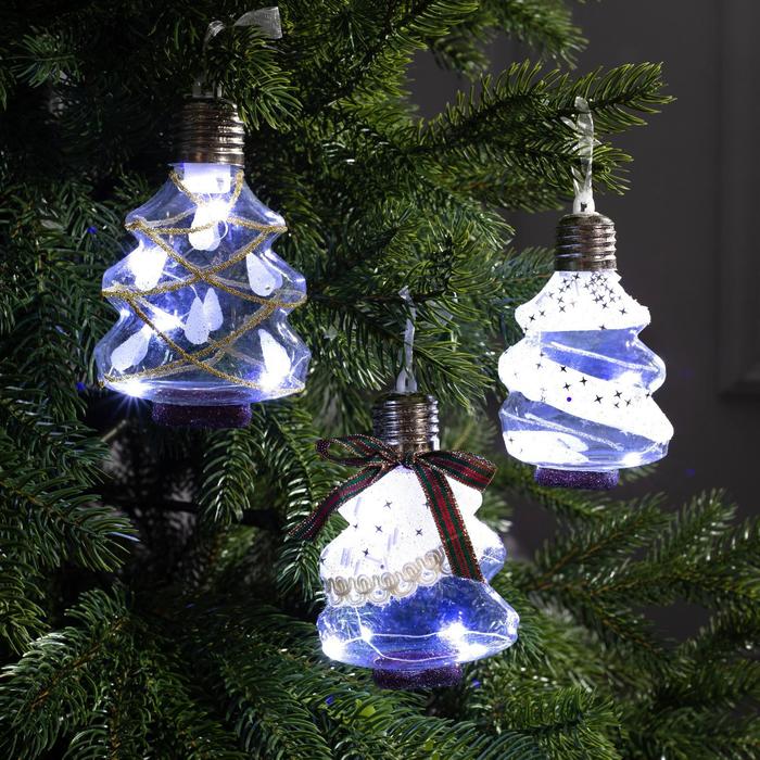 

Шар на ель Luazon Lighting Елочки белые Р00011586 3 шт. прозрачный, Елочки белые