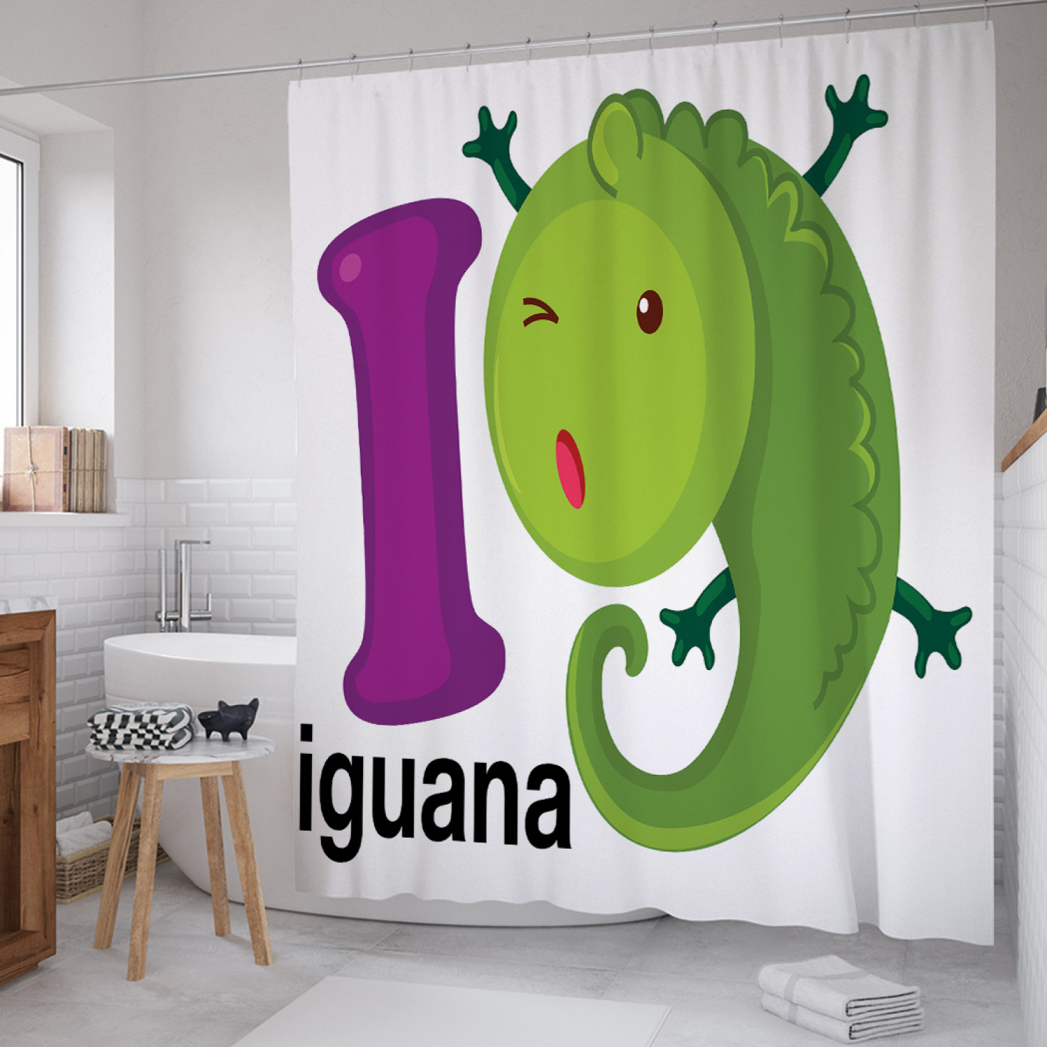 

Штора для ванной JoyArty "Игуана" из сатена, 180х200 см с крючками, Игуана