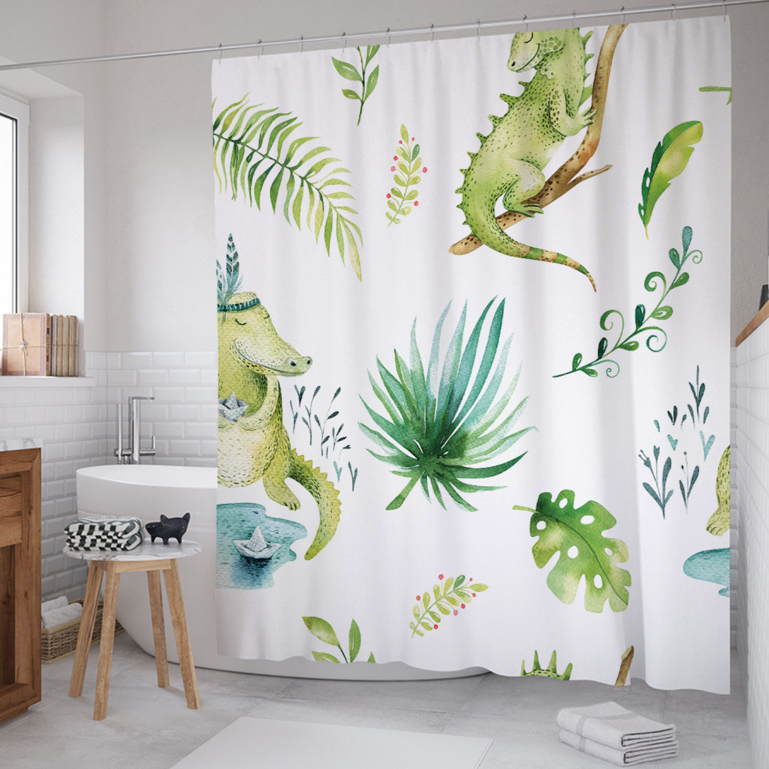 

Штора для ванной JoyArty "Ящерица у озера" из сатена, 180х200 см с крючками, Ящерица у озера