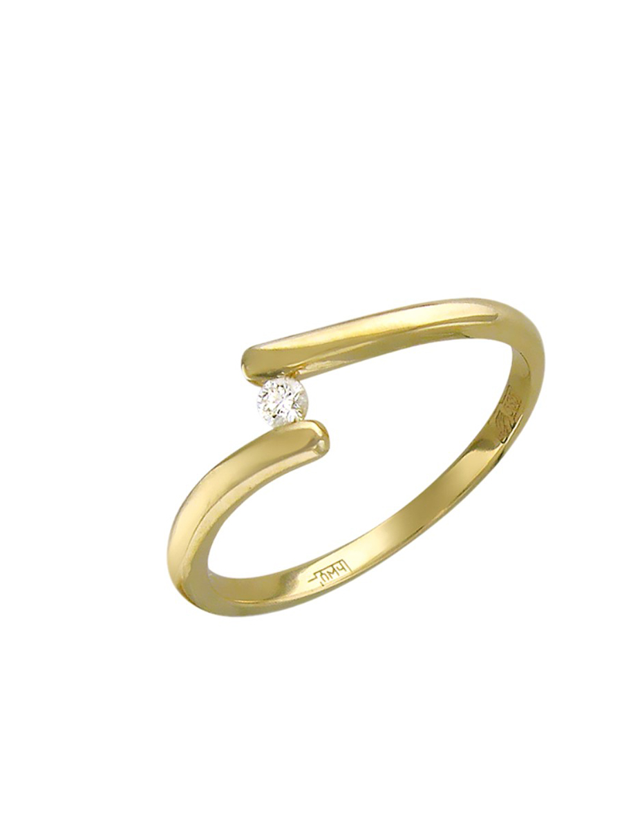 Кольцо помолвочное из желтого золота р. 16,5 Эстет 01К636864, бриллиант