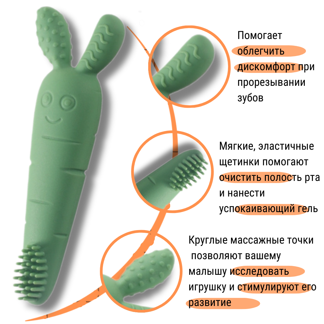 Прорезыватель KAAKII Морковка зеленая прорезыватель классический fred