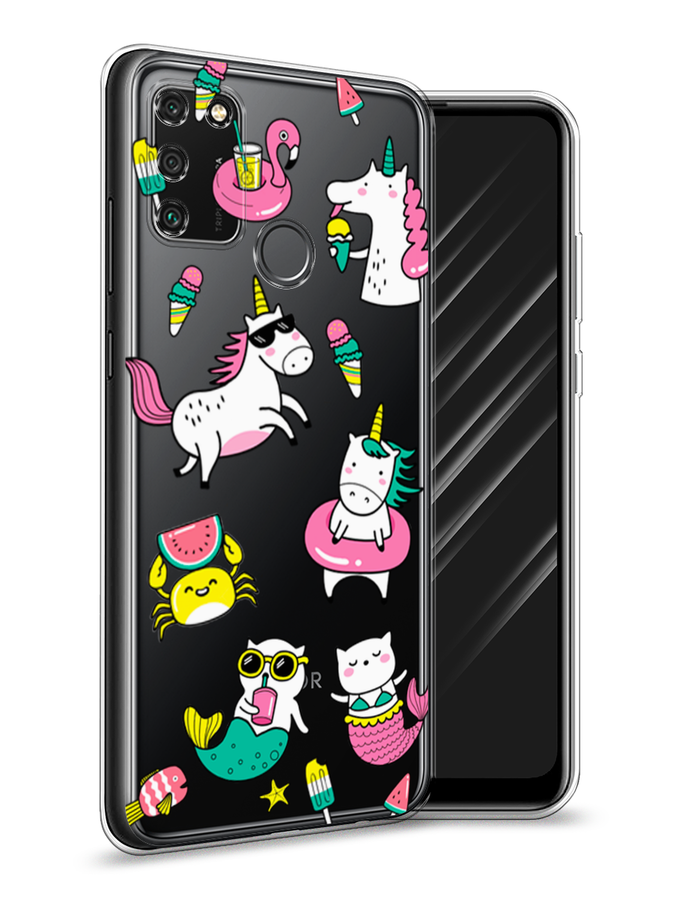 

Чехол Awog на Honor 9A "На отдыхе", Белый;голубой;розовый, 612350-2