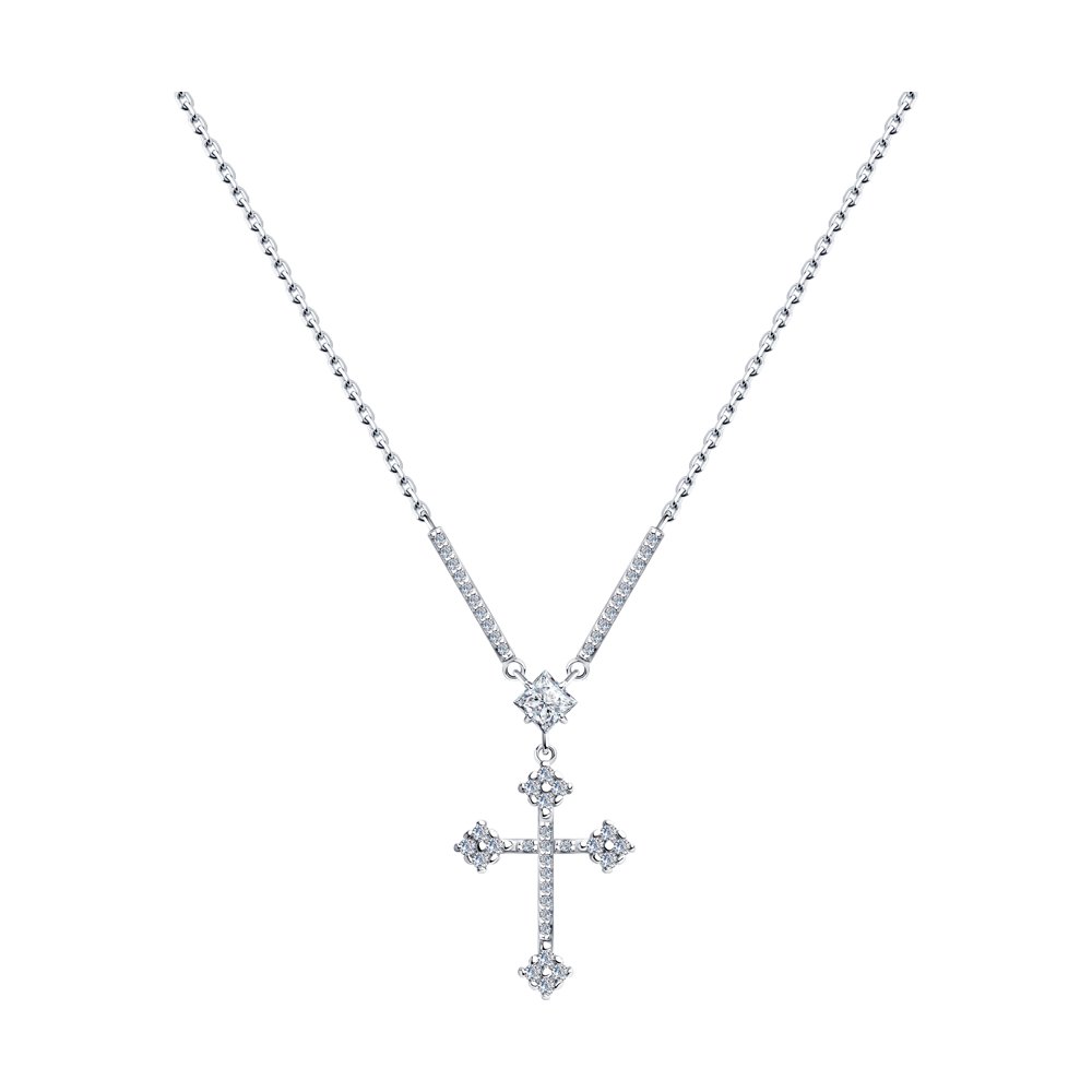 

Колье из серебра 50 см SKLV 94070295, фианит, 94070295