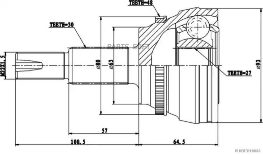 ШРУС, комплект, шлицы 27/30 Toyota ALPHARD 2,4 03-08, Camry 30 2,0,2,4, ESTIMA 2,4 00-06,