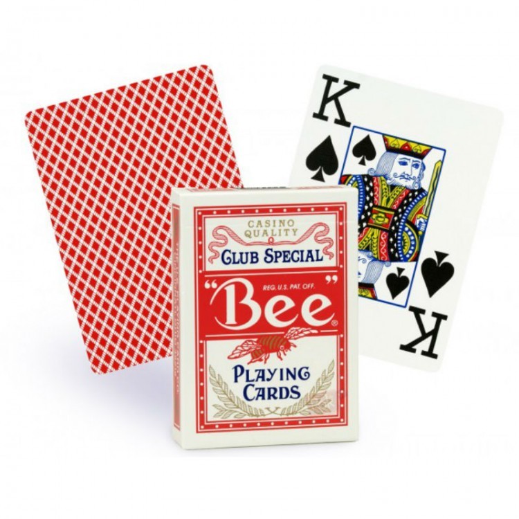 фото Игральные карты bee №77 jumbo index (рубашка без пчёл, красные), красные