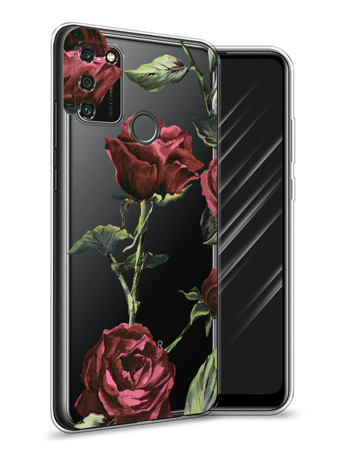 

Чехол Awog на Honor 9A "Бордовые розы фон", Красный, 612350-8