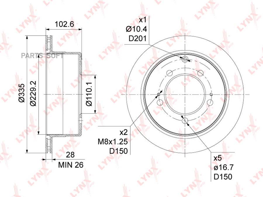 

Диск тормозной задний (335x18)