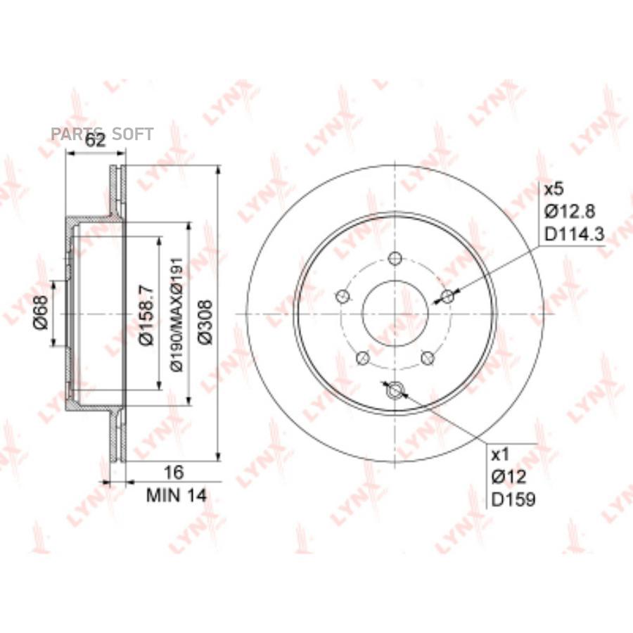 

Диск торм.зад.NISSAN Murano(Z50/1) 2.5D-3.5 03-14 / Elgrand(E51/2) 3.0D-3.5 03>