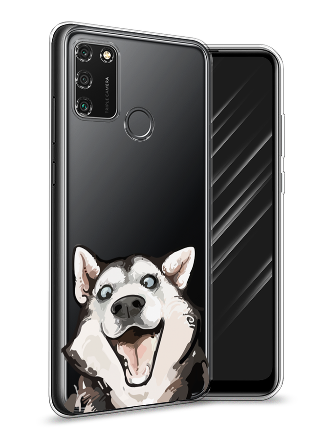 

Чехол Awog на Honor 9A "Радостный хаски", Белый;голубой;черный, 612350-1