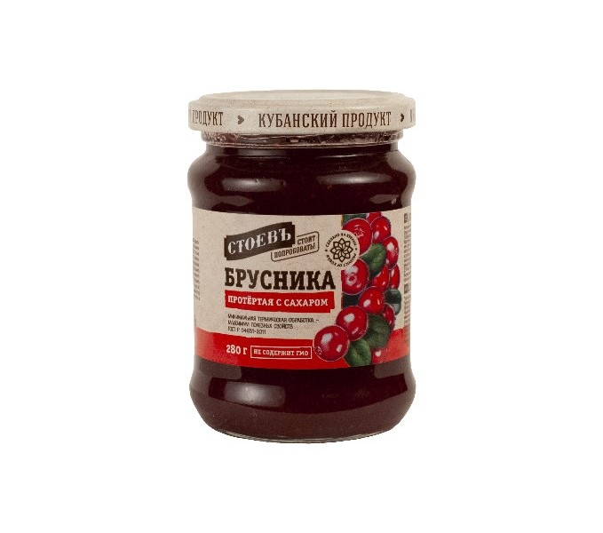 

Брусника Стоевъ протертая с сахаром 280 г