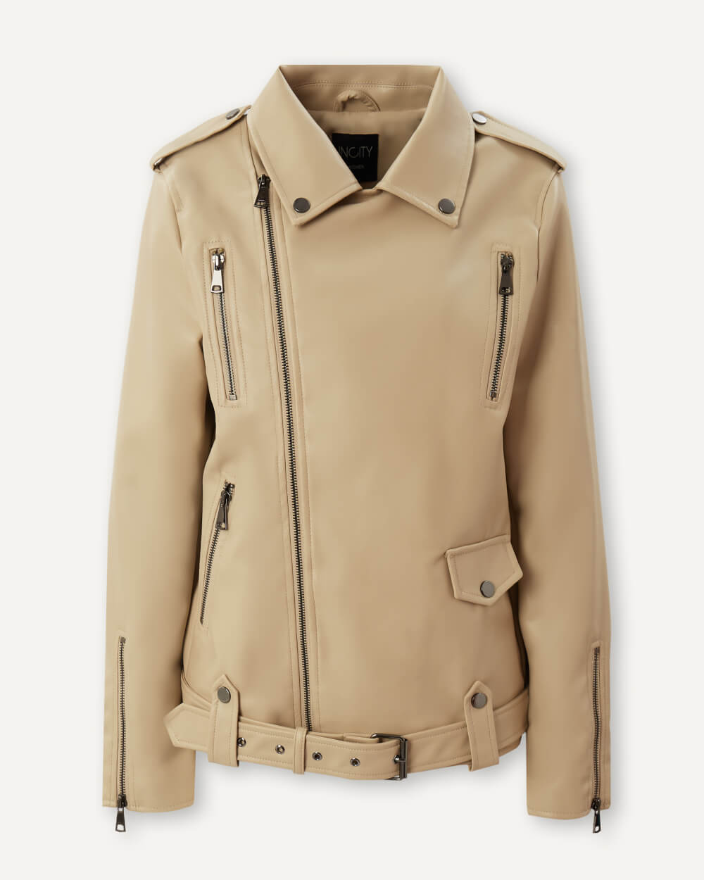 фото Кожаная куртка женская incity 1.1.1.22.01.13.00863 бежевая m