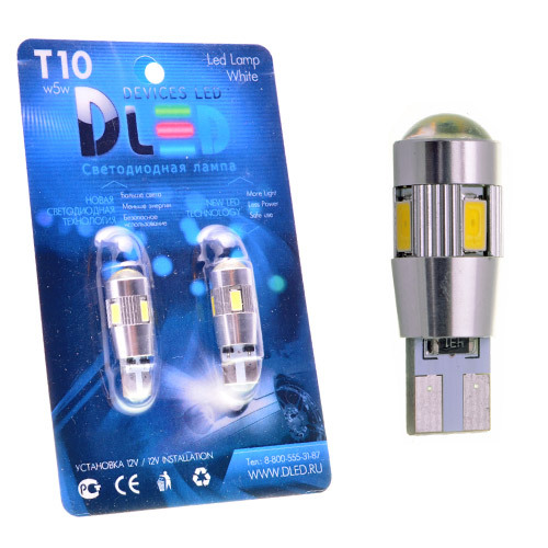 

Светодиодная автомобильная лампа T10 - W5W - 6 SMD 5630 + Линза (с обманкой) 2 шт, T10 - W5W - 6 SMD 5630 + Линза (с обманкой)