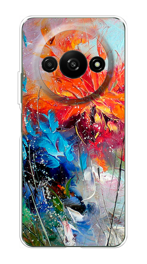

Чехол на Redmi A3 "Абстрактные цветы", Оранжевый;синий, 321250-1