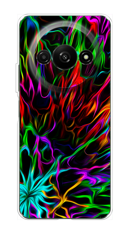Чехол на Redmi A3 "Разноцветные разводы" 321250-1 голубой, зеленый, оранжевый