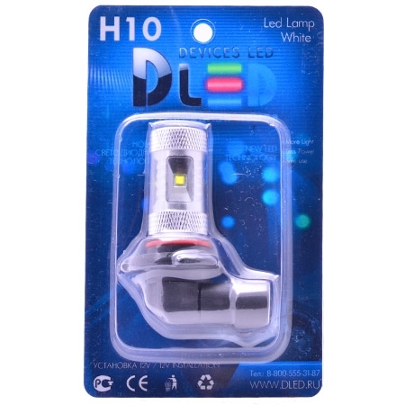фото Светодиодная автомобильная лампа h10 - 6 cree xb + линза (1 лампа в упаковке) dled