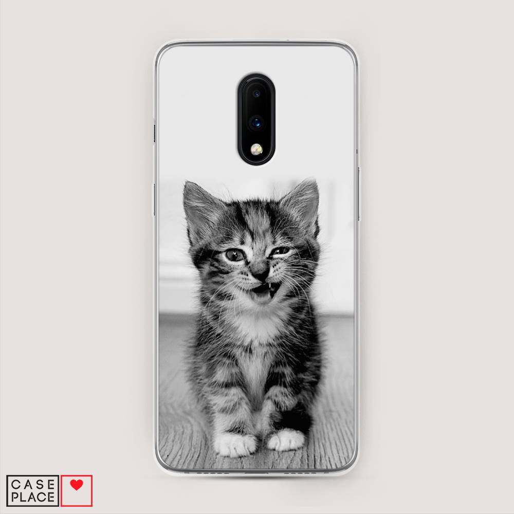 

Чехол Awog на OnePlus 7 / ВанПлас 7 "Подмигивающий котенок", Черный;серый, 150750-1