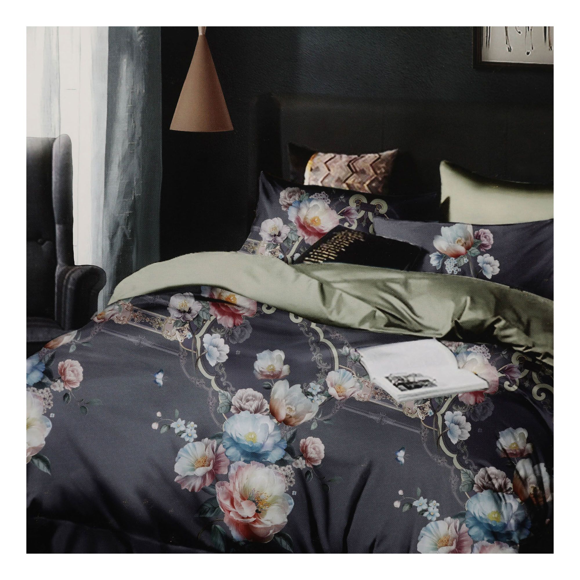 

Комплект постельного белья Wonne Traum Elegance rose palace black cмесовый полуторный